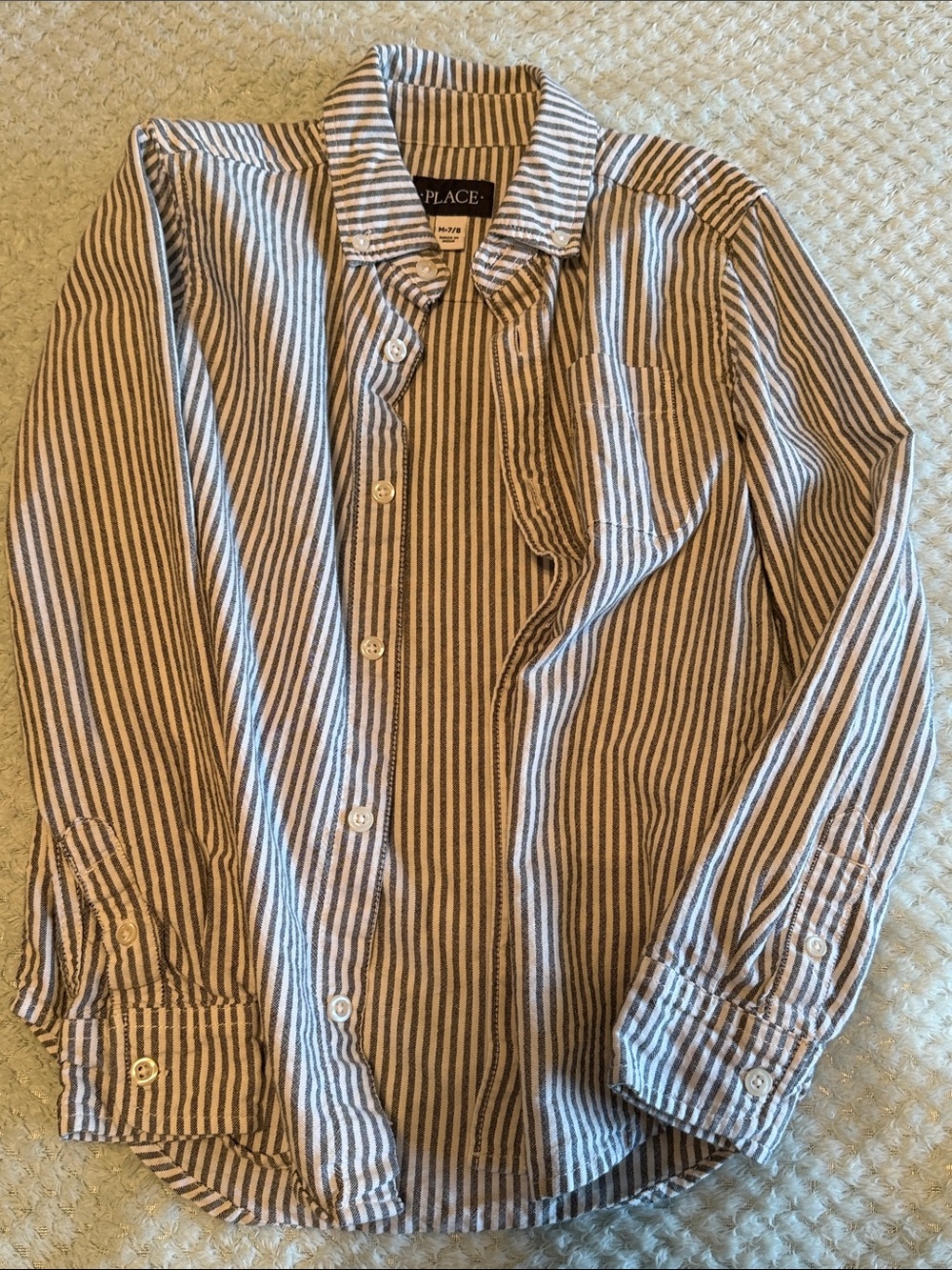 The Children's Place Grey & White Vertical Stripe Button-Down Shirt